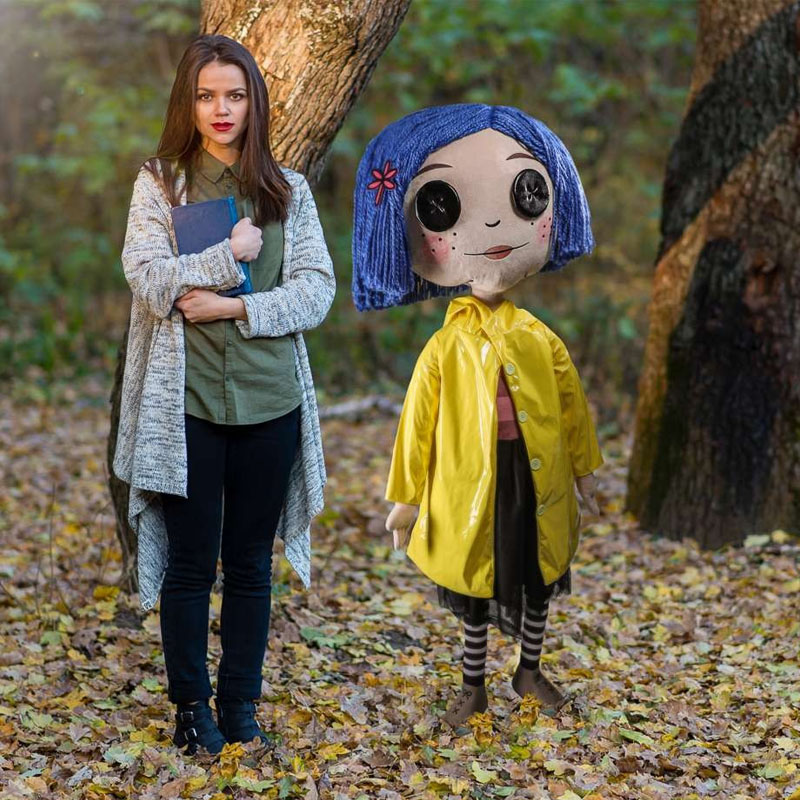 Coraline Peluche Replica Coraline Button Eyes Doll 150cm